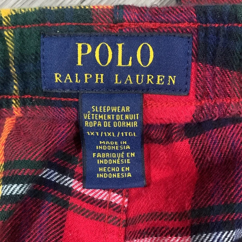 Polo Ralph Lauren Red Plaid‎ Flannel Pull-On Drawstring Waist PJ Bottoms XL Tall